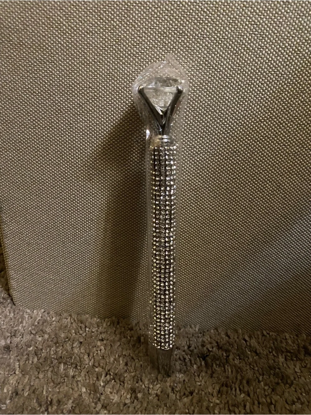 Rhinestone-Studded Silver Pen